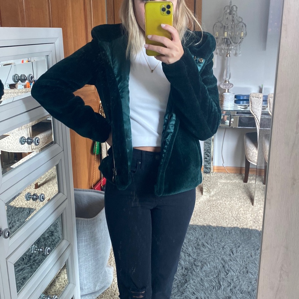 Forever 21 Emerald Green Fuzzy Jacket